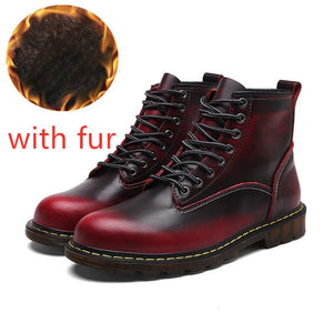 Fur Boots Men Shoes Genuine Leather