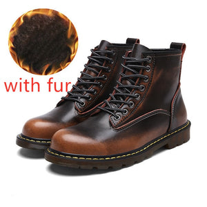 Fur Boots Men Shoes Genuine Leather