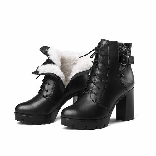 New Genuine Leather Martin Boots Women