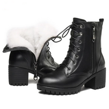 Load image into Gallery viewer, leather high heel women snow boots
