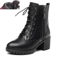 Load image into Gallery viewer, leather high heel women snow boots